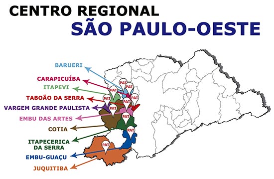 Mapa Pats na região de Cotia