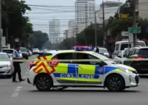 veículo alvejado por tiros em Cotia