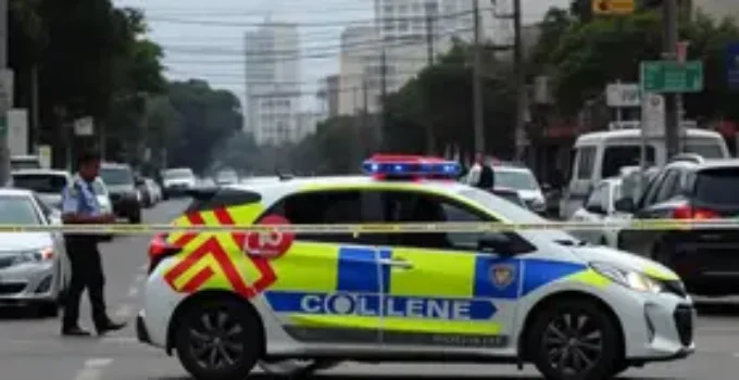 veículo alvejado por tiros em Cotia